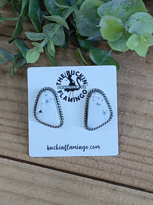 White Buffalo Earrings by Elouise Kee Navajo