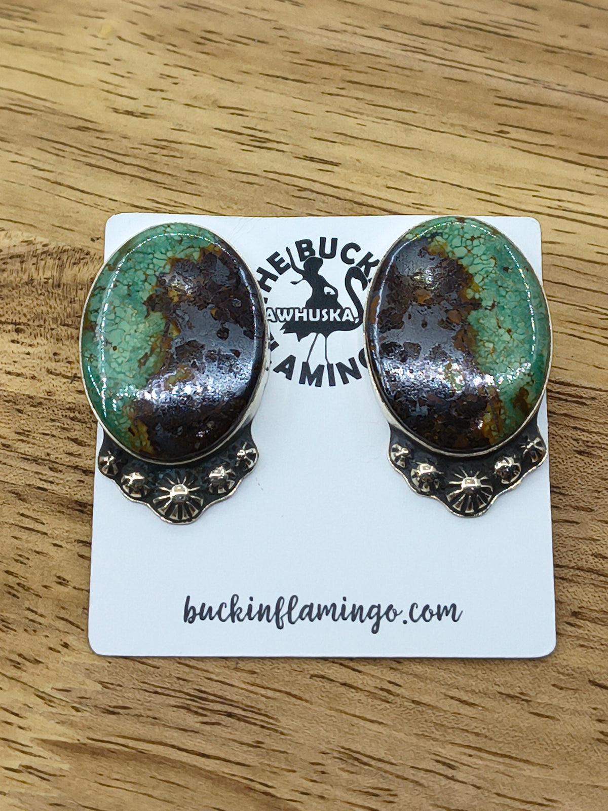 Royston Turquoise Earrings by Christina Jackson, Navajo