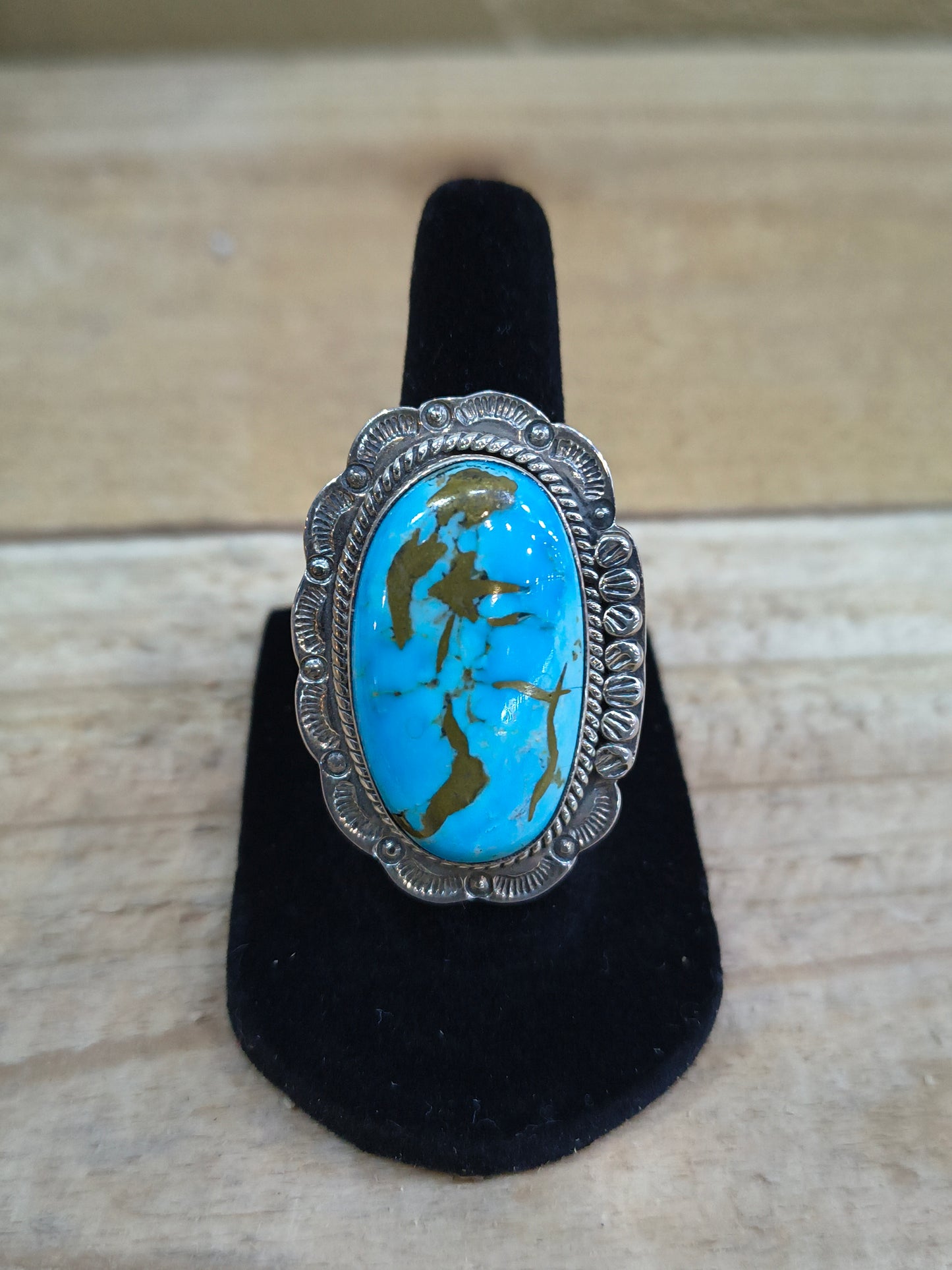 7 Kingman Turquoise Ring by Gilbert Platero, Navajo