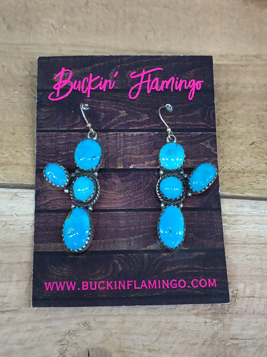 Sleeping Beauty Cactus Rope and Prong Setting Earrings