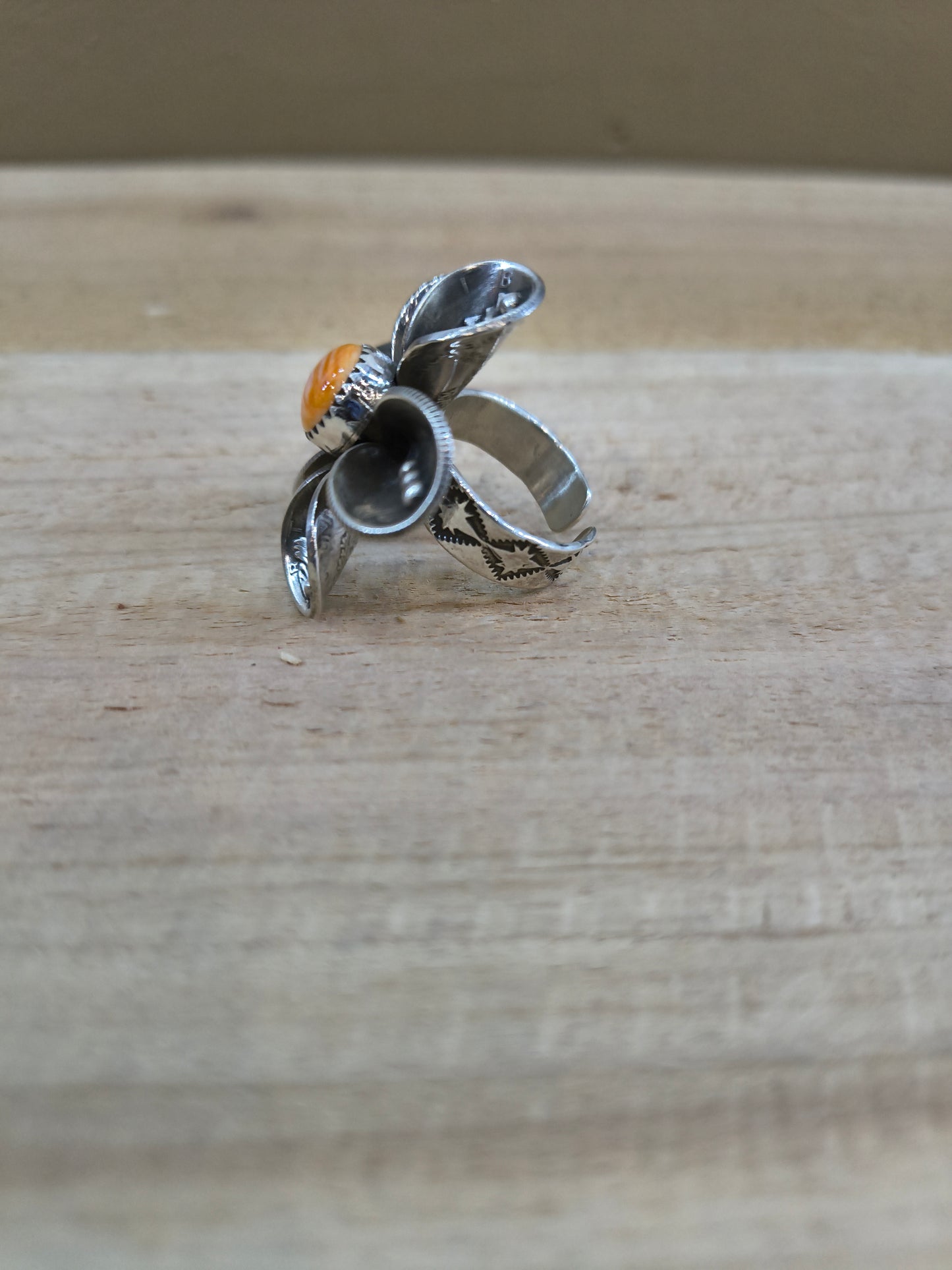 Spiny Oyster Mercury Dime Adjustable Ring by James Begay, Jr., Navajo