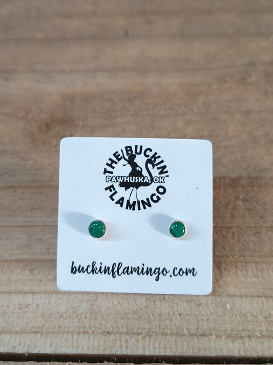Dainty Small Malachite 4.5 mm Post Earrings