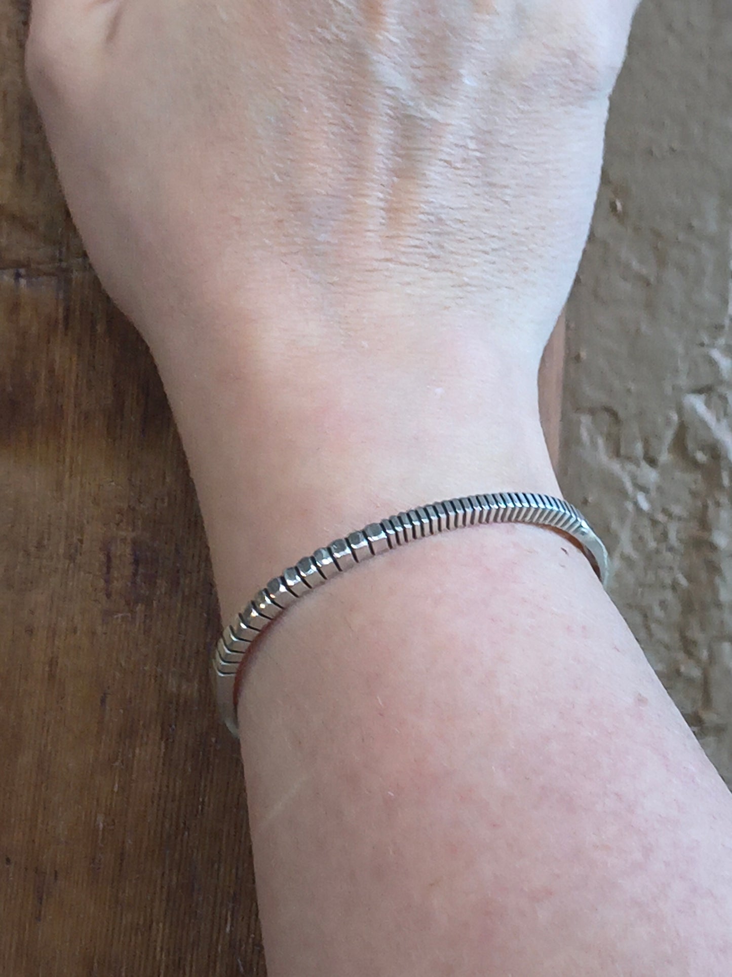 6"-7" Sterling Silver Modern Cuff by J Nez, Navajo
