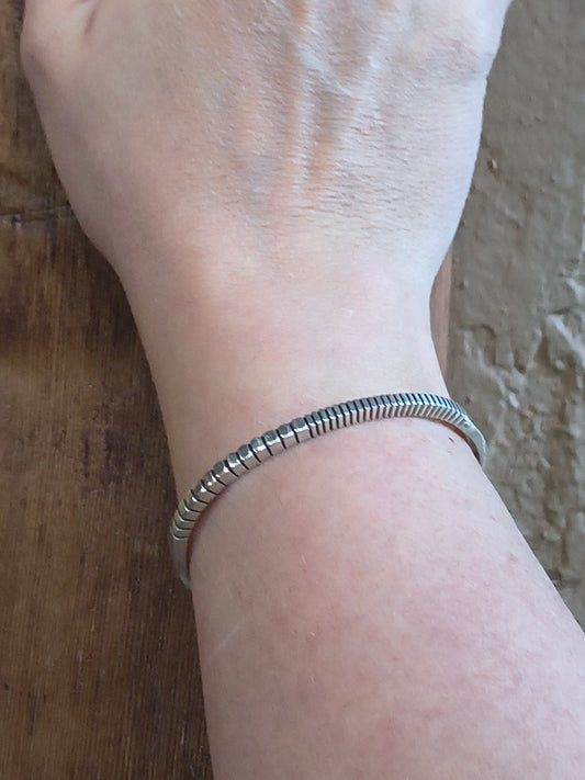 6"-7" Sterling Silver Modern Cuff by J Nez, Navajo