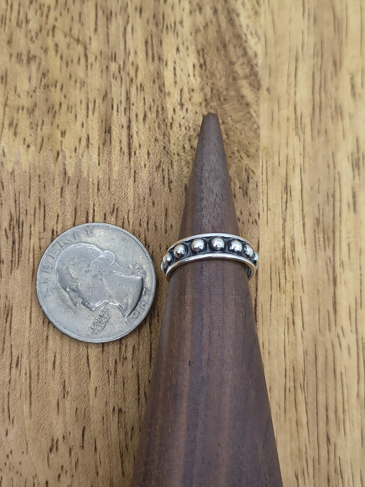 7.5 3mm Silver Dot Ring 5mm Wide