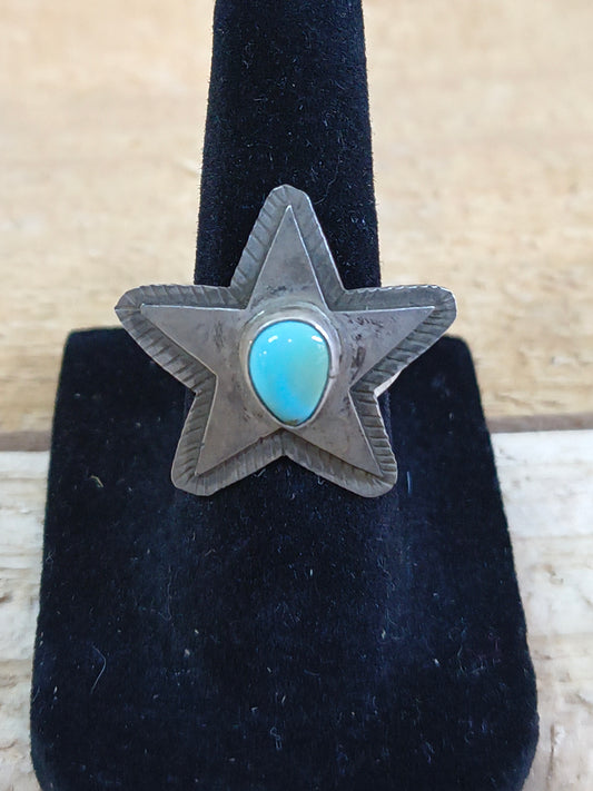 6.5 Sonoran Gold Turquoise Star Ring by Scott Skeets, Navajo