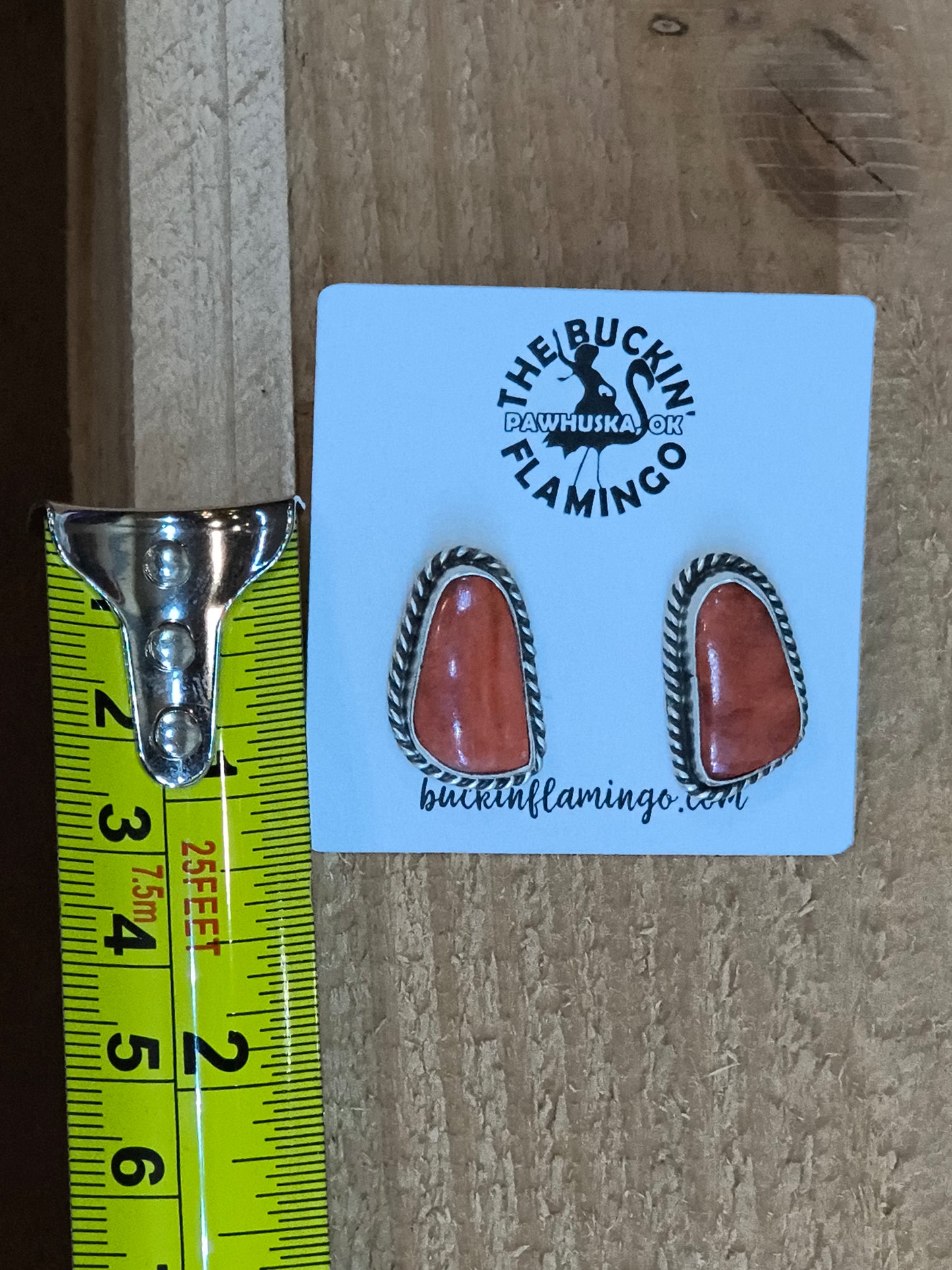 Spiny Oyster Shell Post Earrings by Chassity Belone, Navajo