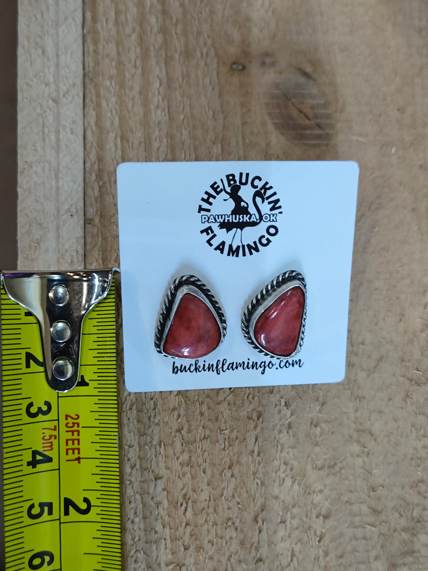Spiny Oyster Shell Post Earrings by Chassity Belone, Navajo