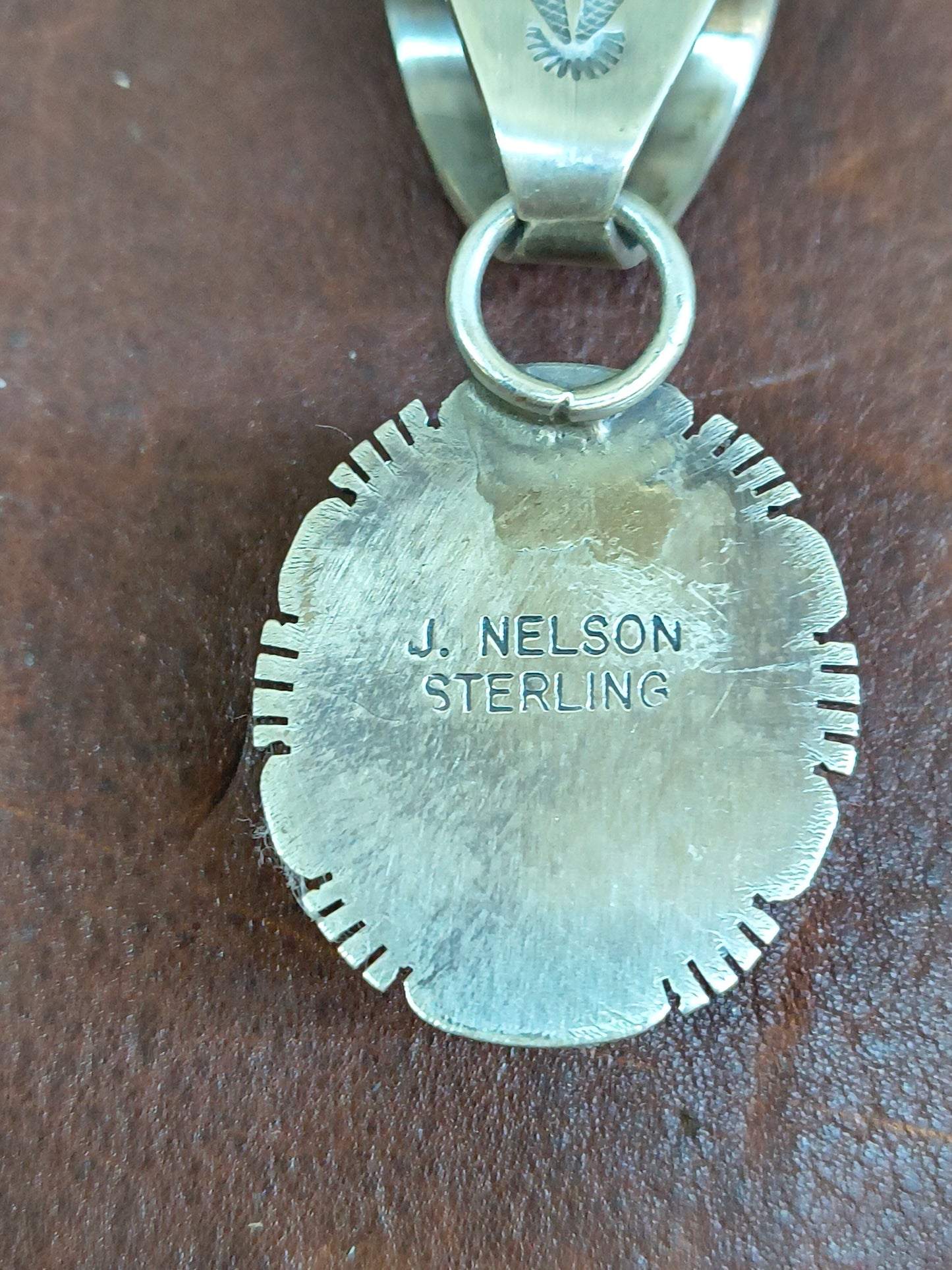 White Water Turquoise Pendant 11 mm Bail by John Nelson, Navajo