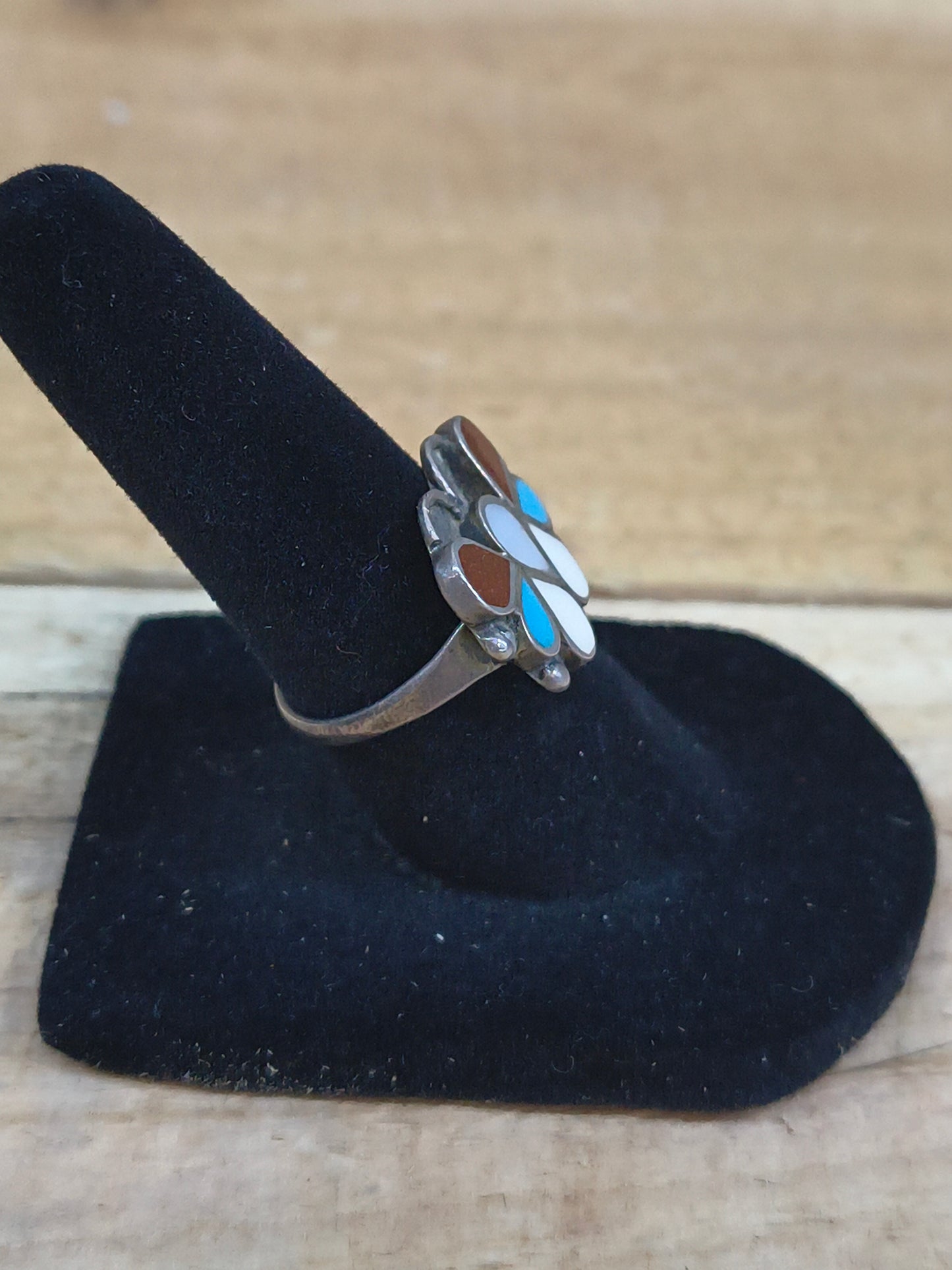 6.5 Multi Stone Inlay Butterfly Ring, Zuni