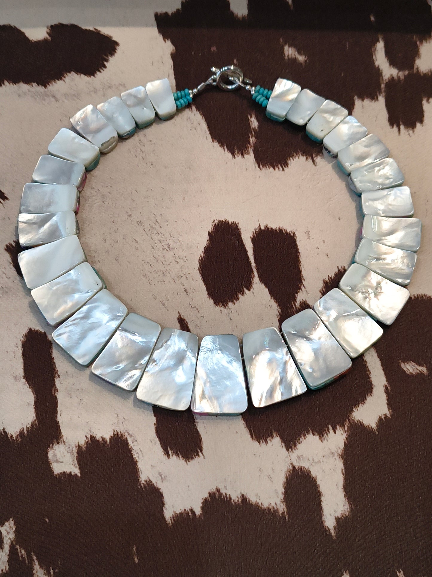 Inlay Cotton Candy, Shell, and other Stones Collar Necklace by Charles Bird
