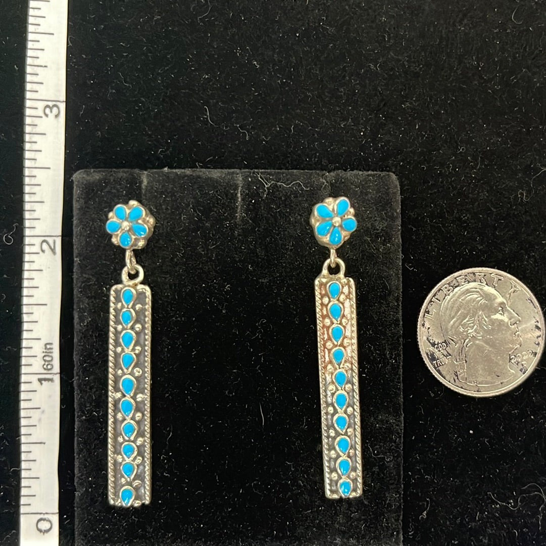 Sleeping Beauty Turquoise Bar Post Dangle Earrings