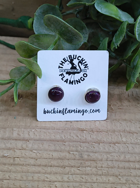 8.5mm Purple Spiny Oyster Circle Post Earrings