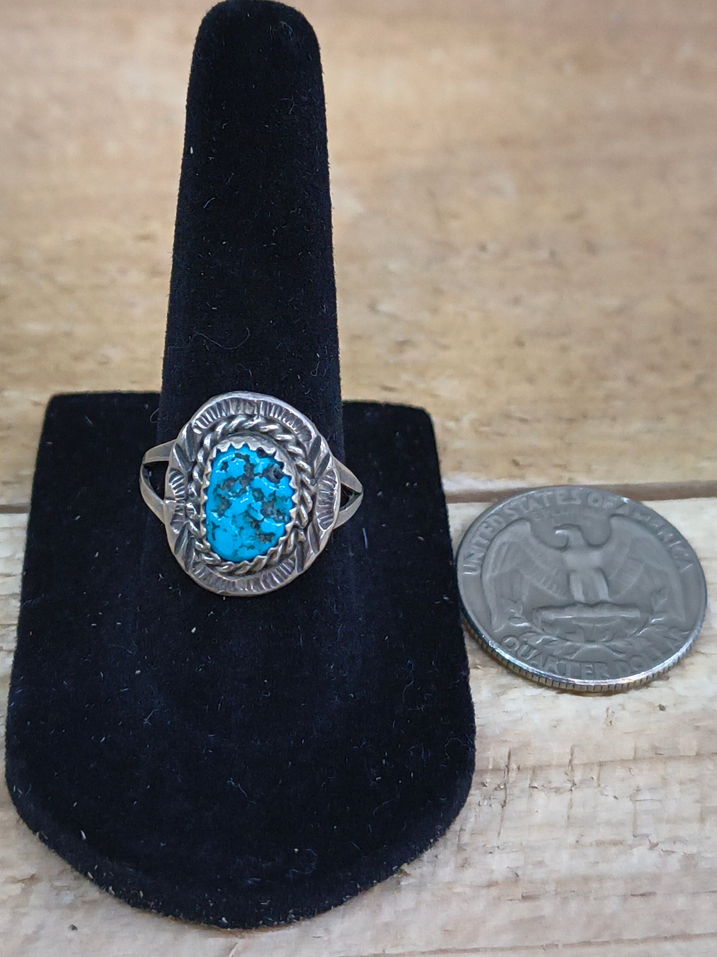 Kingman Turquoise Ring by Freda Martinez, Navajo