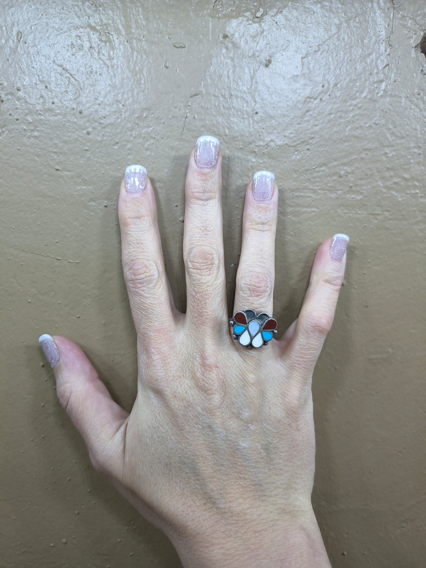 6.5 Multi Stone Inlay Butterfly Ring, Zuni