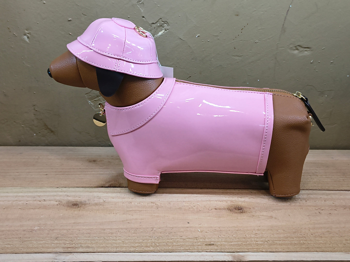 Weiner Dog in a Raincoat Purse