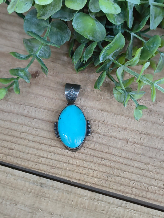 Turquoise Oval Pendant 11mm Bail by Steven Nez, Navajo