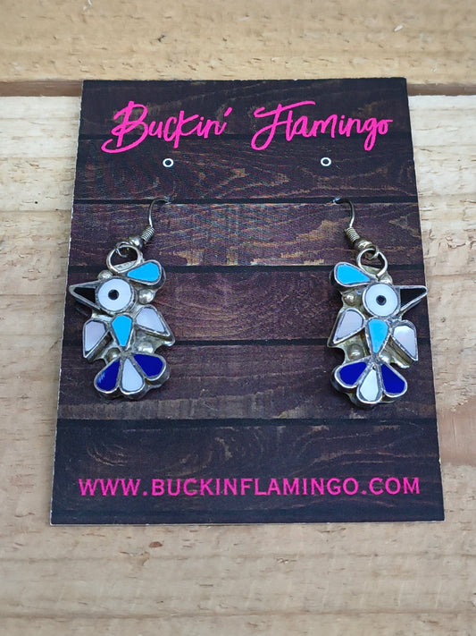Multi-Stone Bird Hook Earrings