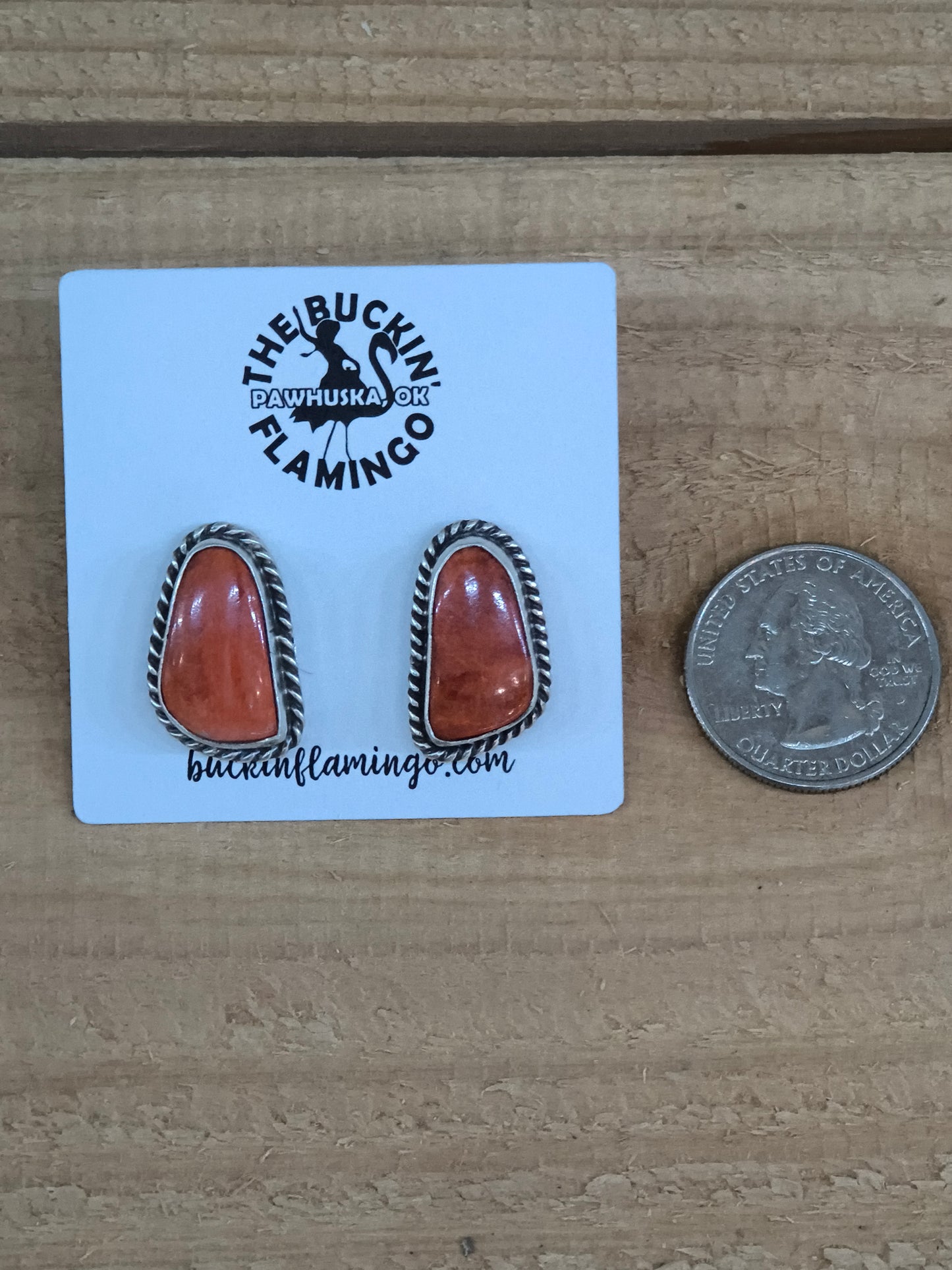 Spiny Oyster Shell Post Earrings by Chassity Belone, Navajo