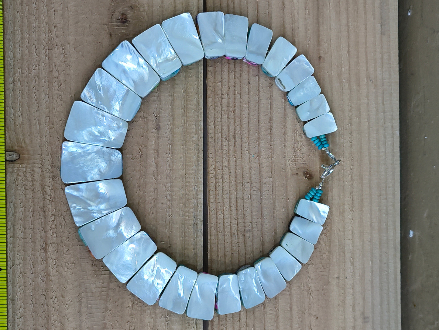 Inlay Cotton Candy, Shell, and other Stones Collar Necklace by Charles Bird