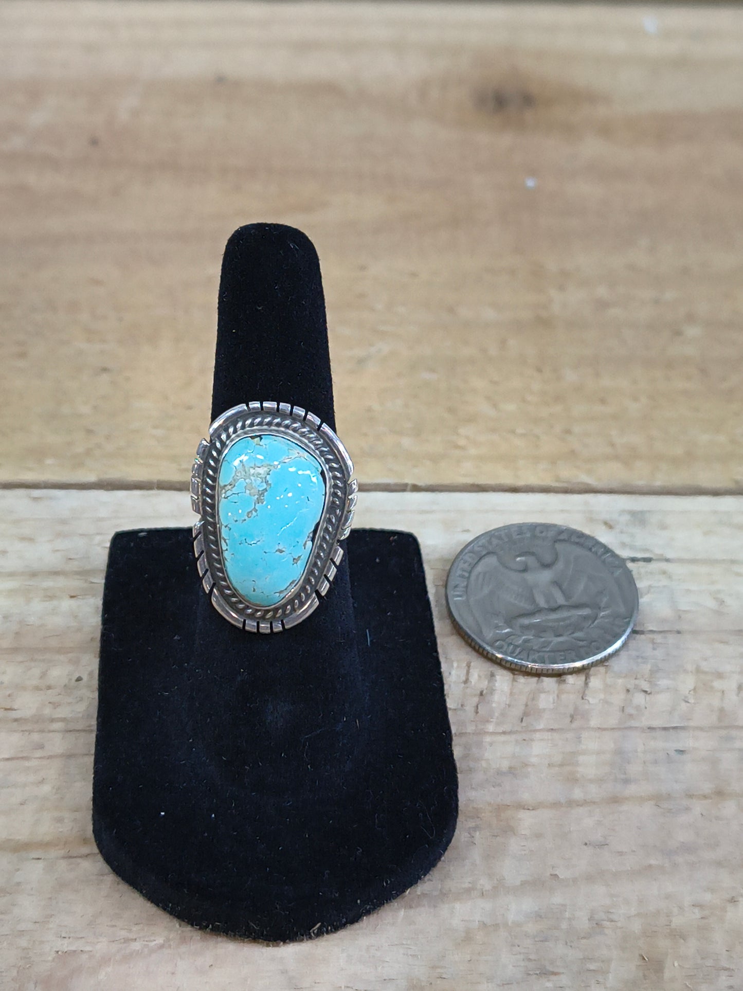 4.5 Kingman Turquoise Ring by Peggy Skeets, Navajo