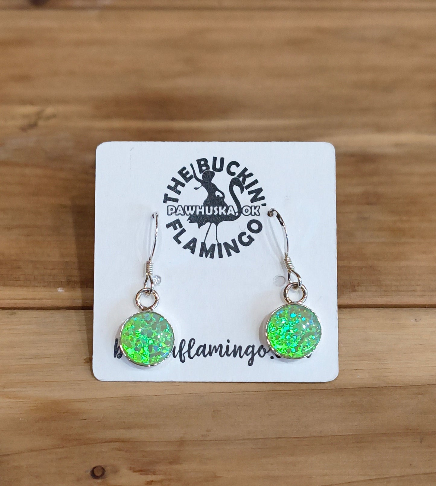 Green Opal 8.5 mm Dangling Earrings