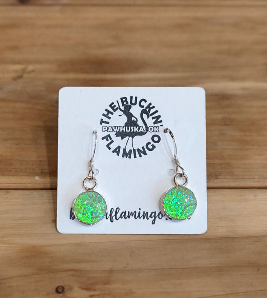 Green Opal 8.5 mm Dangling Earrings