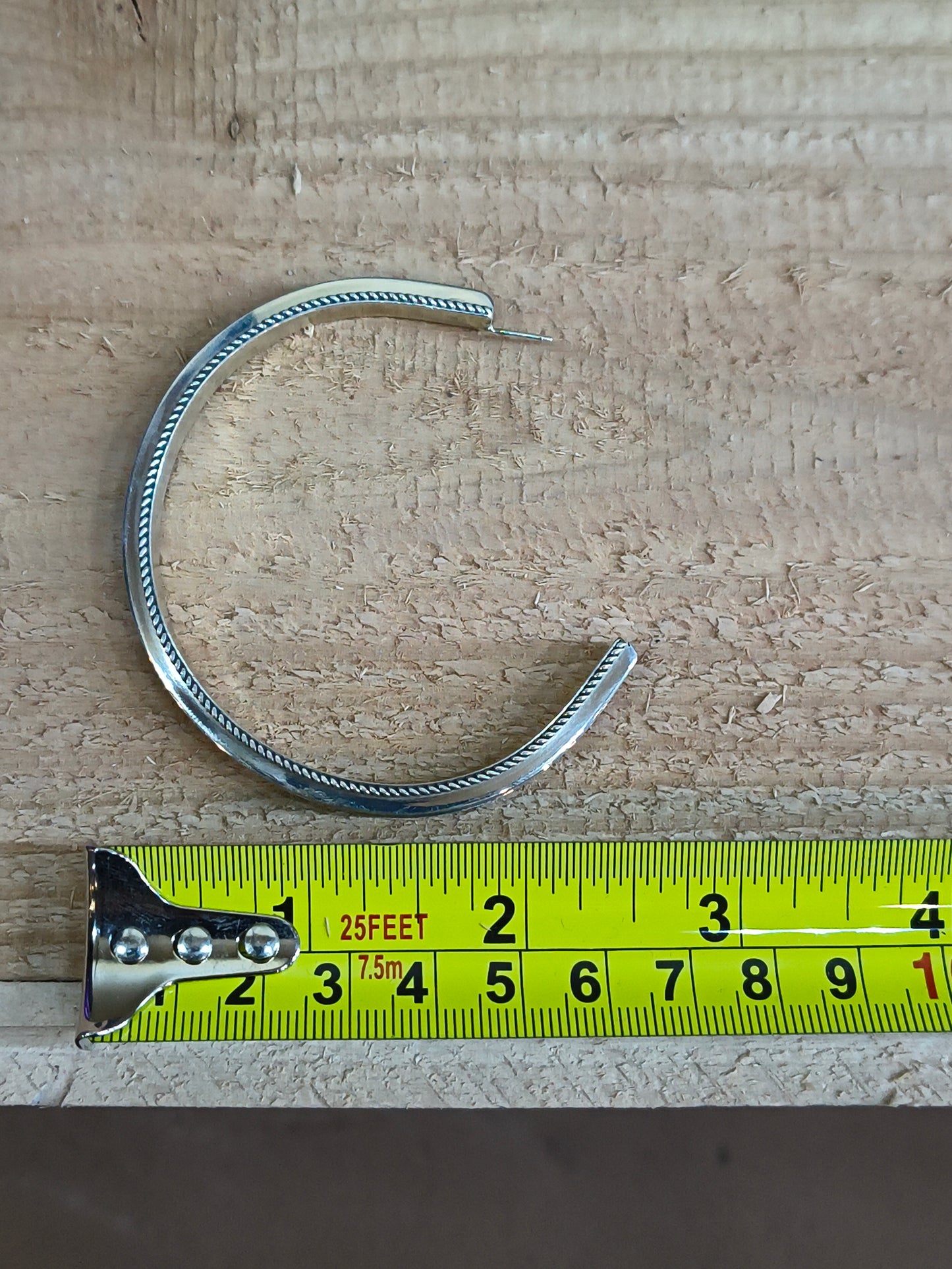 Large Sterling Silver Hoop Post Earrings by Yazzi, Navajo