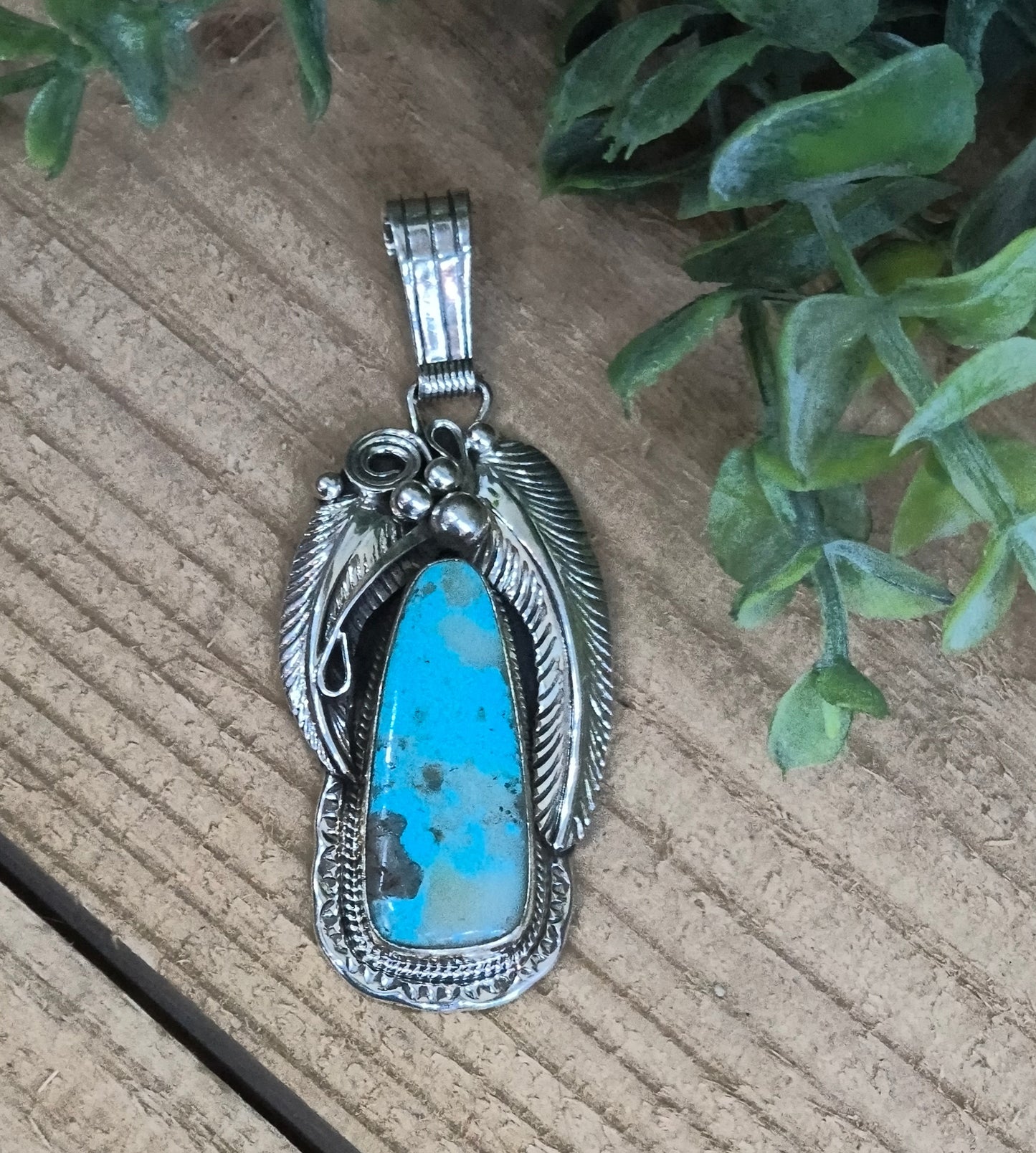 Campitos Turquoise Pendant 7mm Bail by Davey Morgan, Navajo