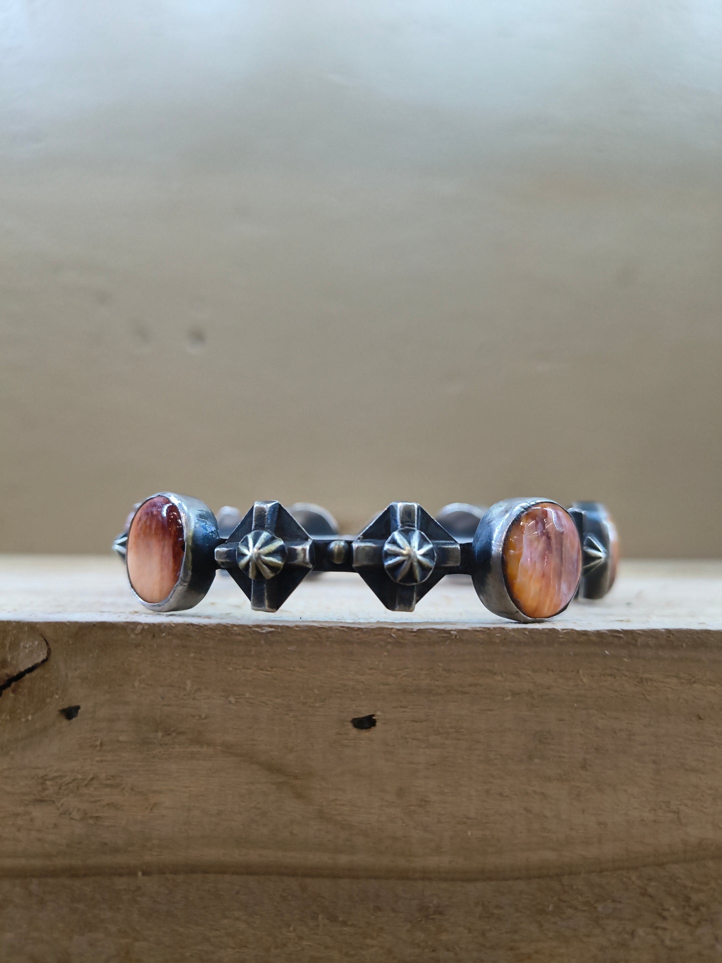 8.5" Bangle with Orange Spiny Oyster by Chimney Butte, Navajo