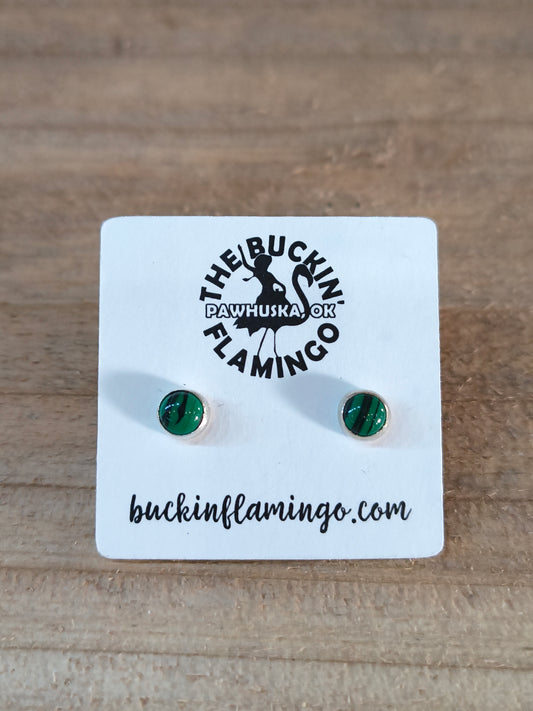 Small Malachite 5.5 mm Post Earrings