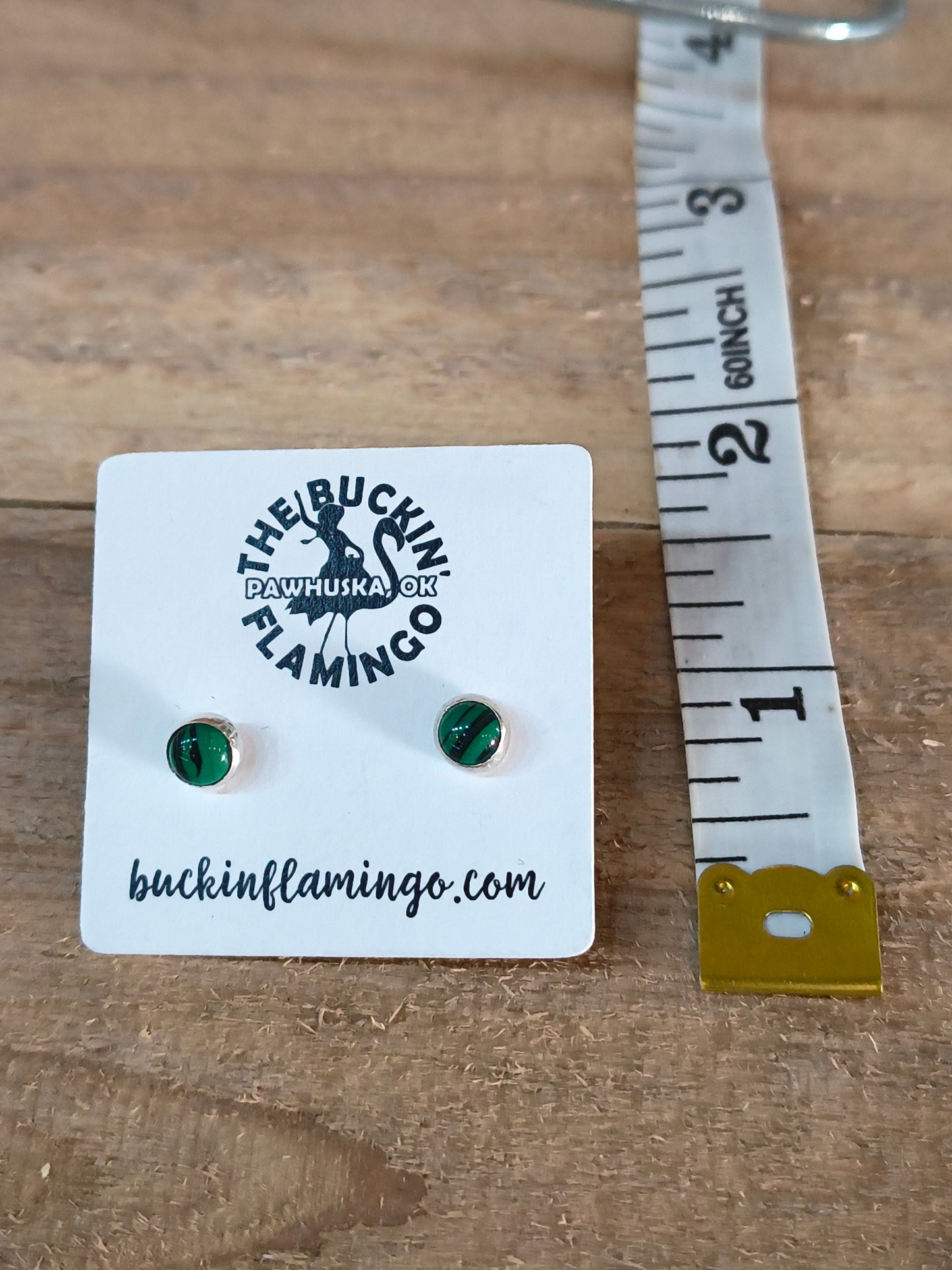 Small Malachite 5.5 mm Post Earrings