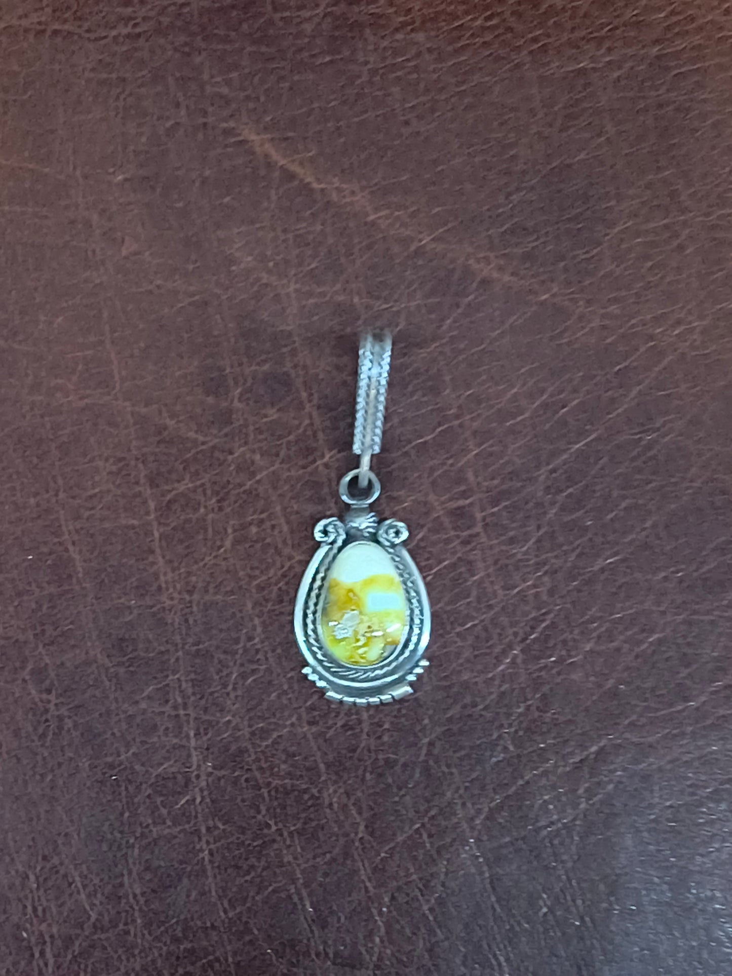 Palomino Turquoise Teardrop Pendants with an 8mm Bale by Sam Yellowhair, Navajo