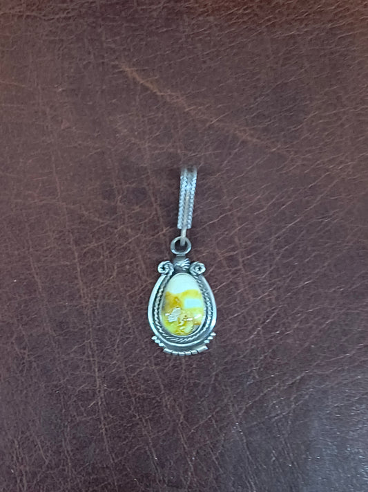 Palomino Turquoise Teardrop Pendants with an 8mm Bale by Sam Yellowhair, Navajo