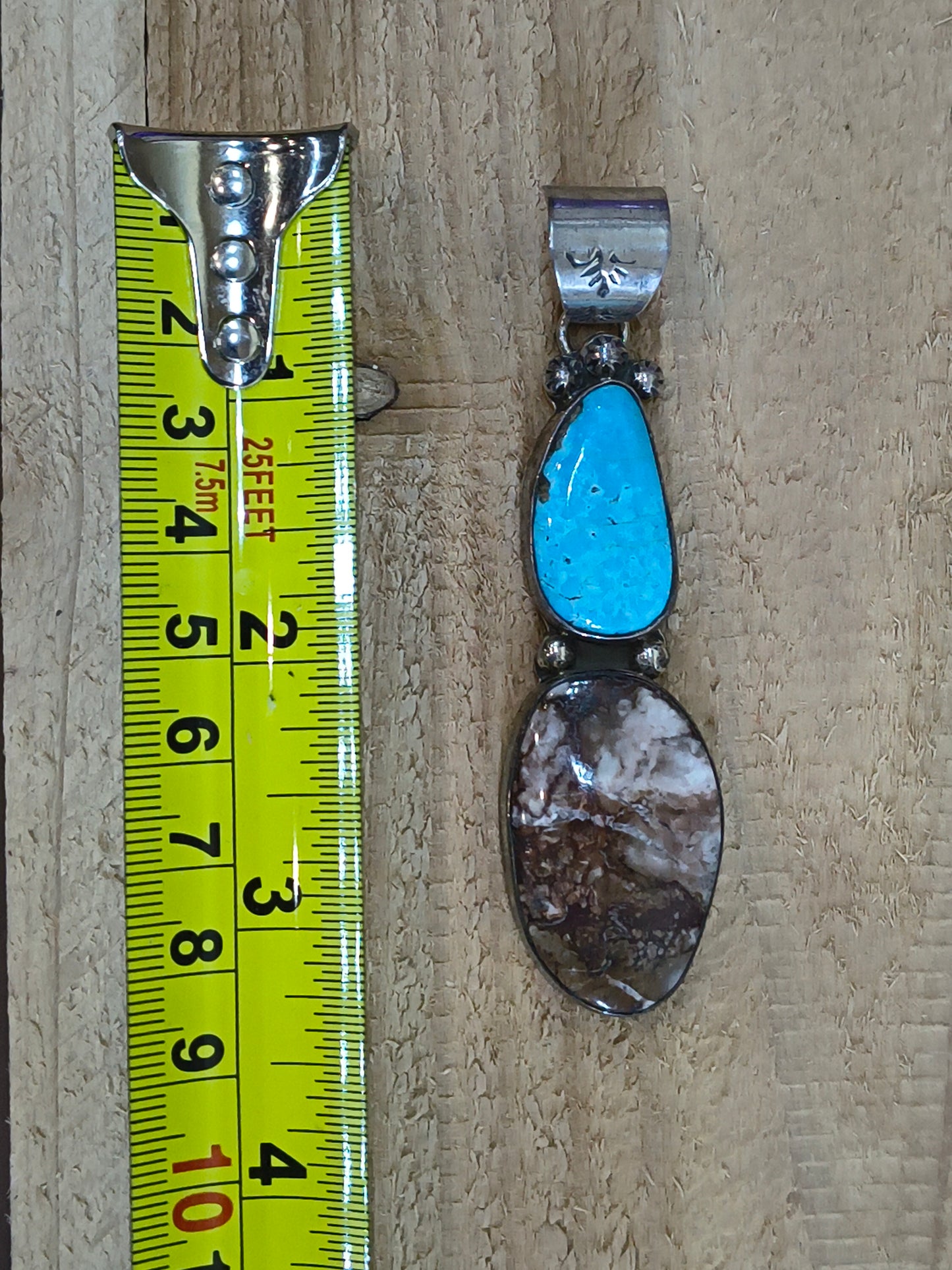 Turquoise and Wild Horse Pendant 11mm Bail by Steven Nez, Navajo
