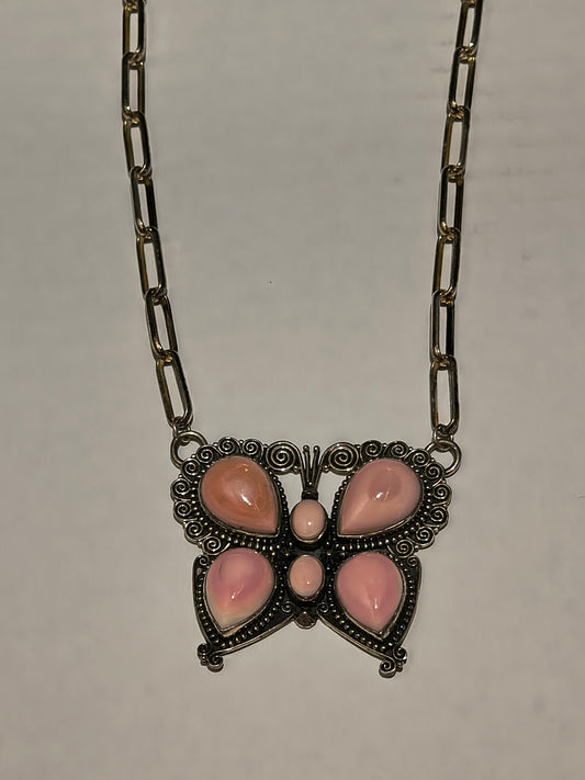 Pink Conch Shell Butterfly Necklace by ZIA mc.