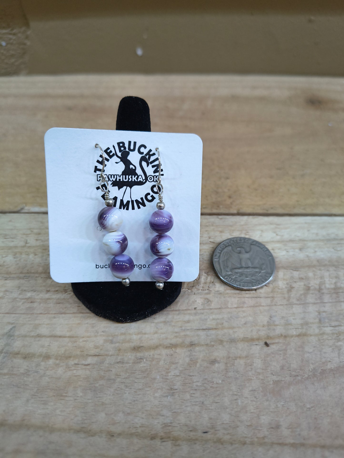 3 Wampum Shell Dangle Earrings