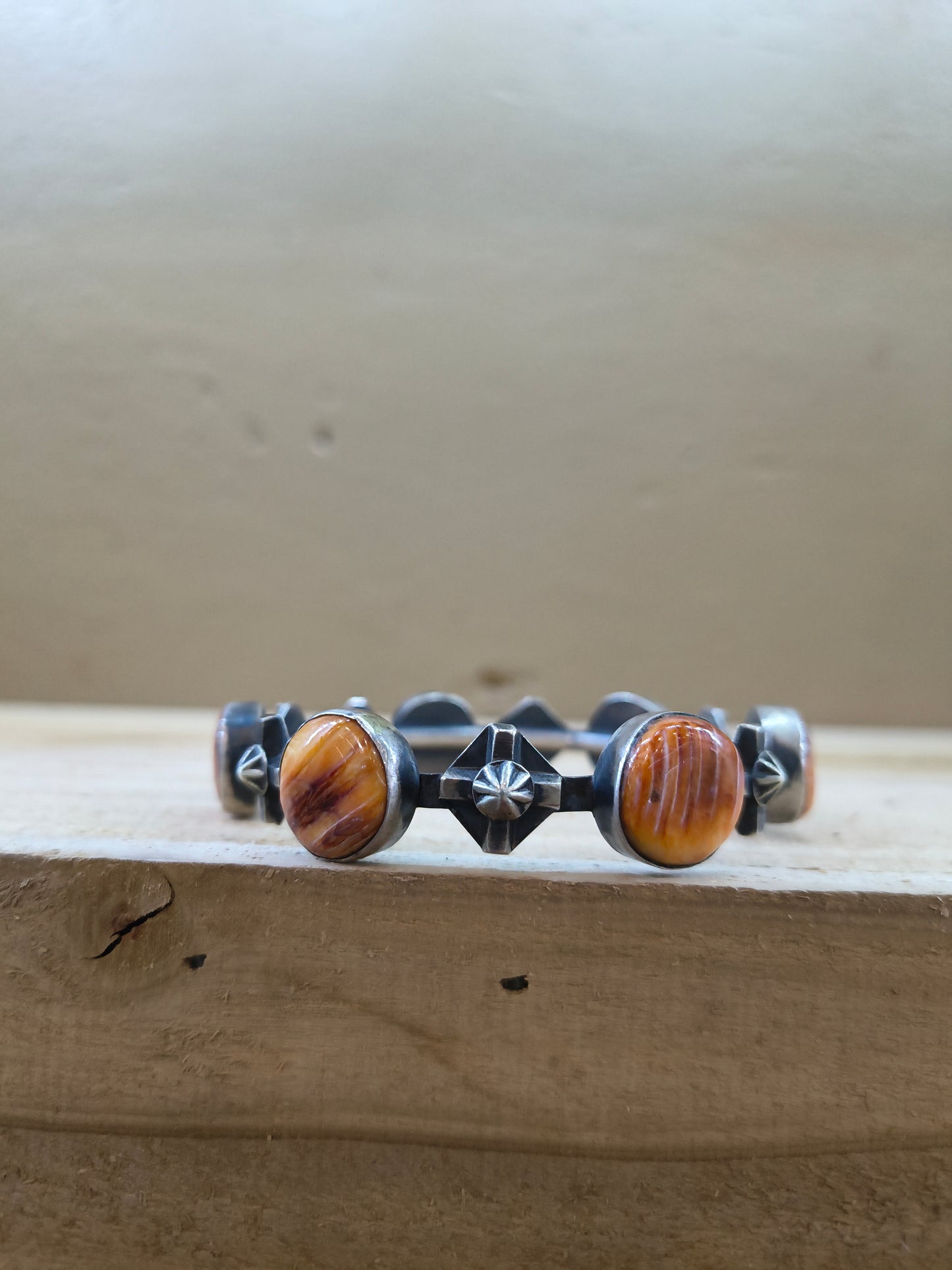 8.5" Bangle with Orange Spiny Oyster by Chimney Butte, Navajo