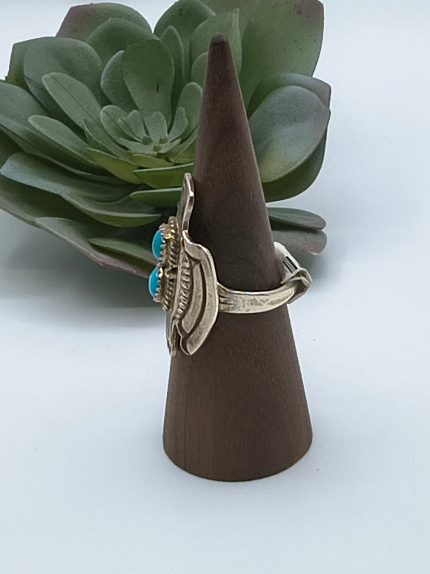 10.0 Turquoise Thunderbird Ring by Alice R. Sanders, Navajo