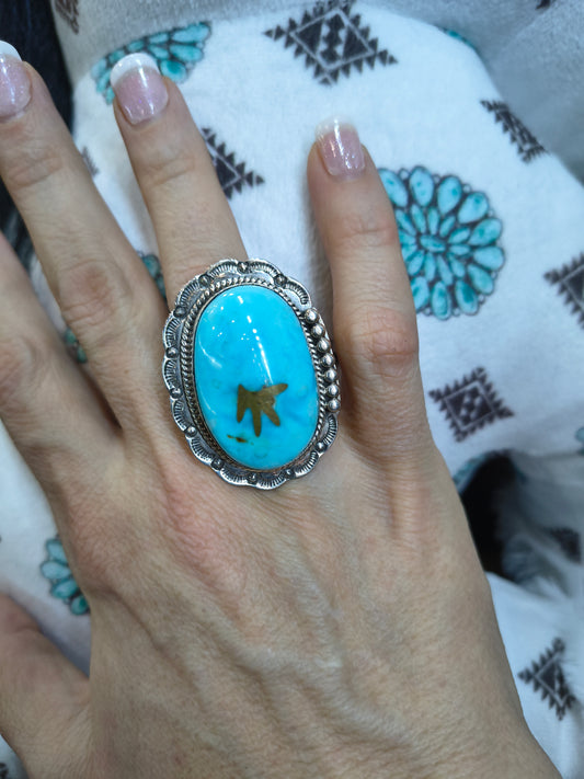 7 Kingman Turquoise Ring by Gilbert Platero, Navajo