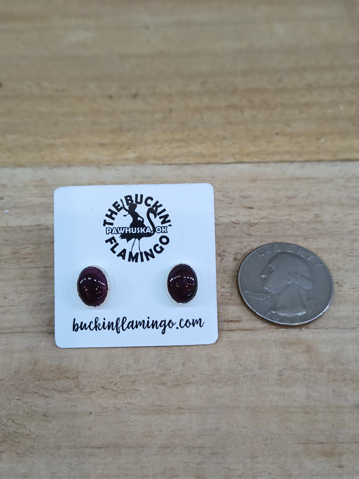 8 mm Purple Spiny Oyster Oval Post Earrings