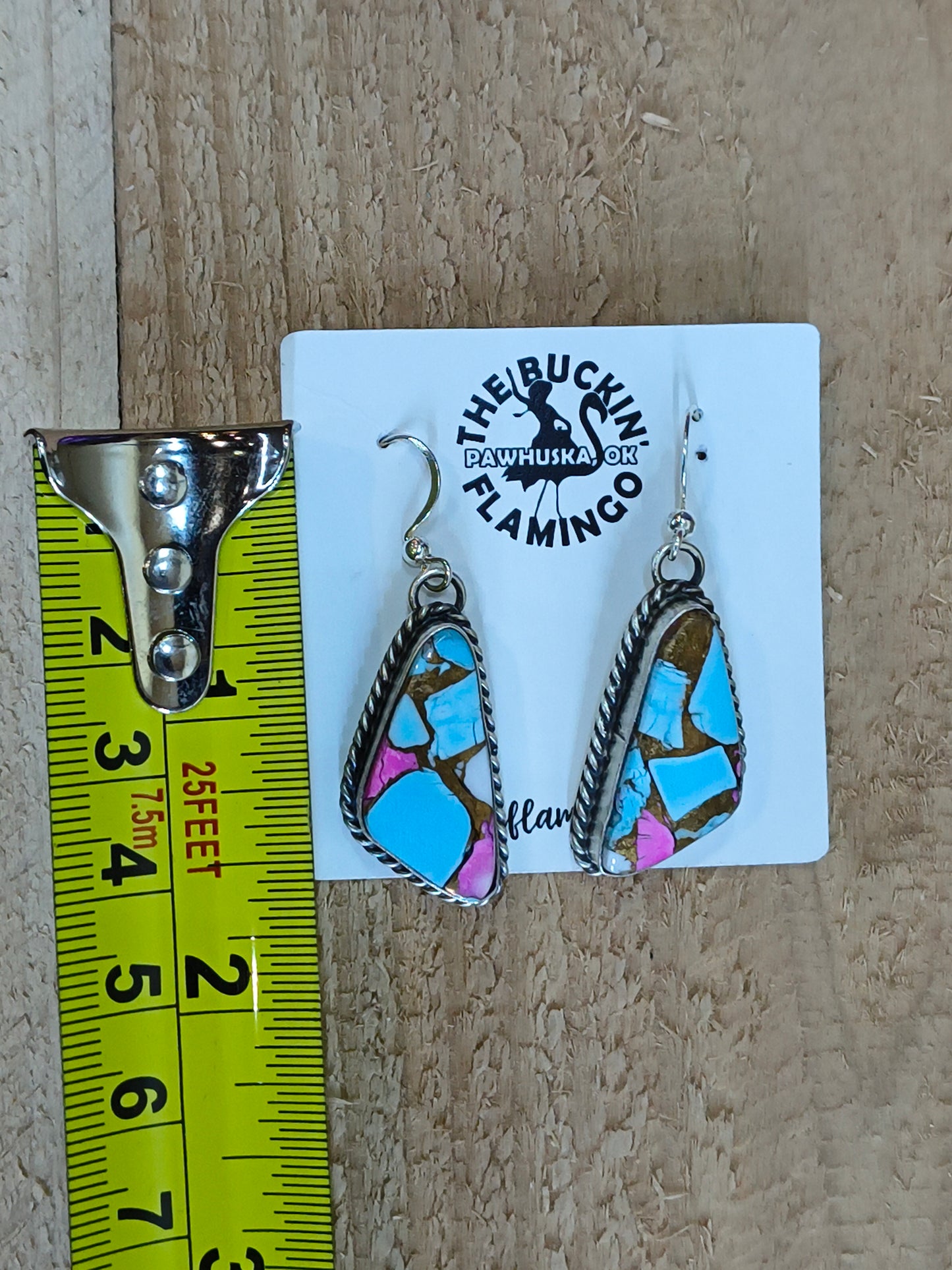 Cotton Candy Dangle Earrings by Chassity Belone, Navajo