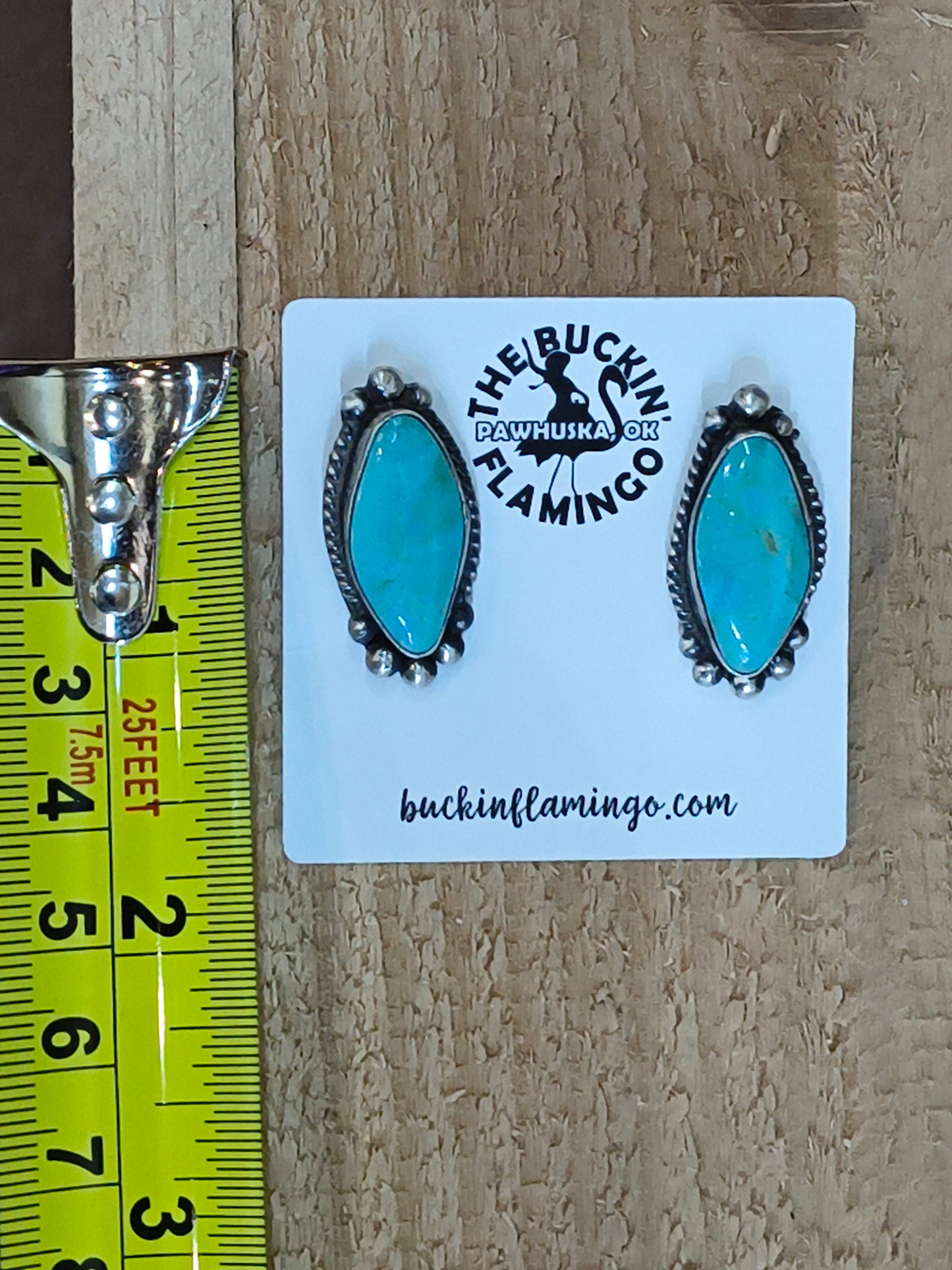 Kingman Turquoise Top Post Earrings by Elouise Kee, Navajo