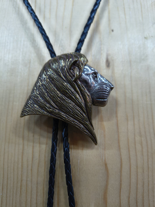 38" Lion Head Black Bolo Tie