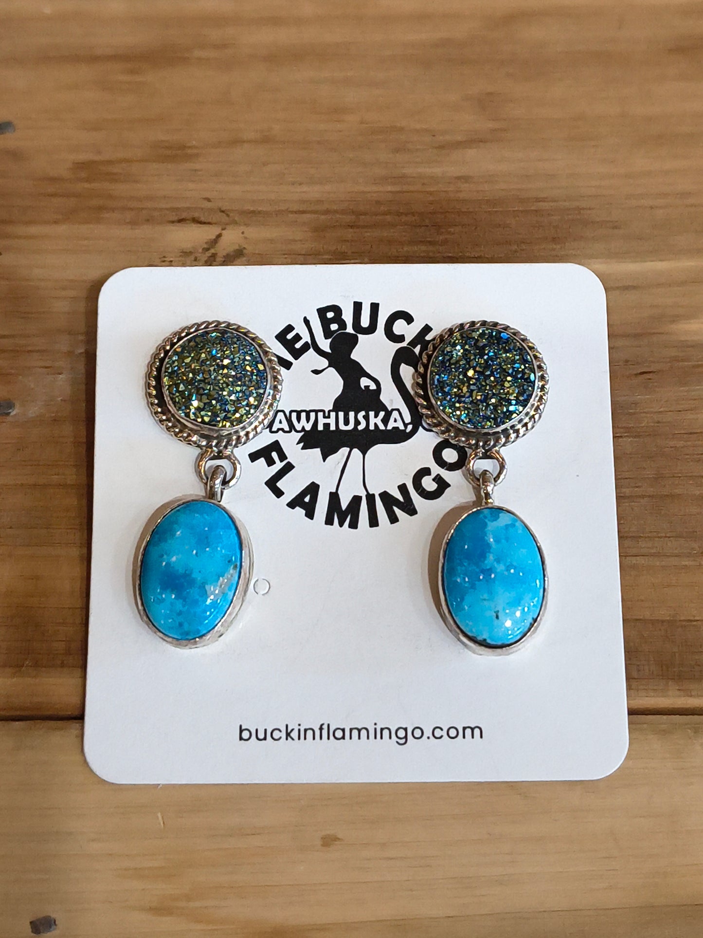 Turquoise and Iridescent Crystal Post Earrings