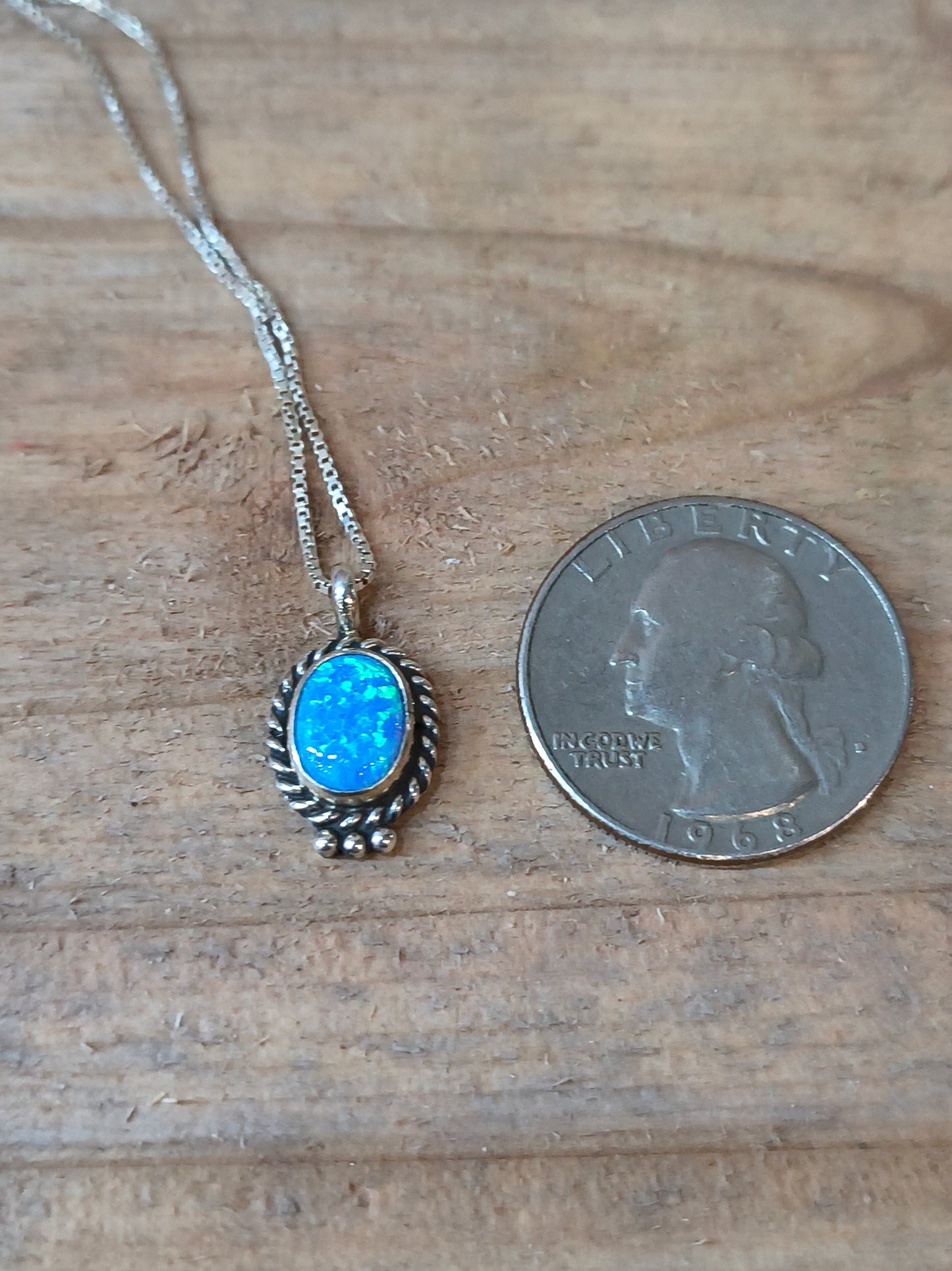 Blue Opal Pendant with 18" chain
