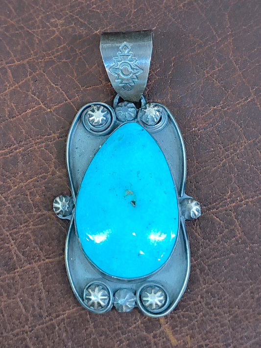 Kingman Teardrop Turquoise Pendant 11mm Bail by Steven Nez
