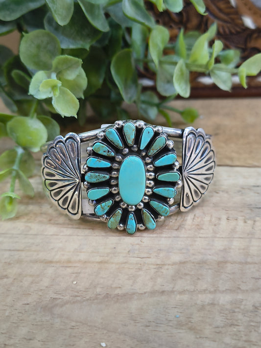 Turquoise Cluster Cuff by Loretta Delgarito, Navajo