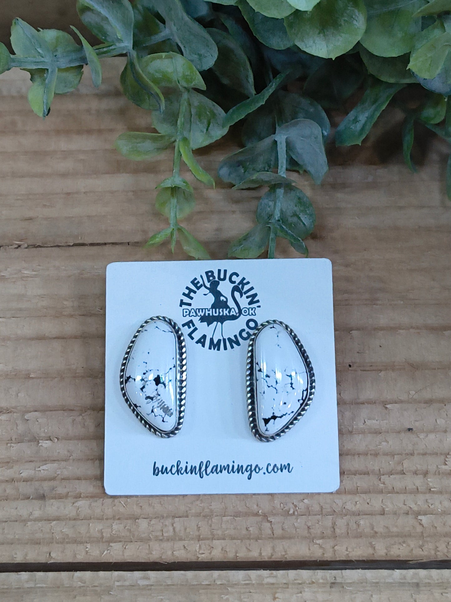 White Buffalo Earrings by Elouise Kee Navajo