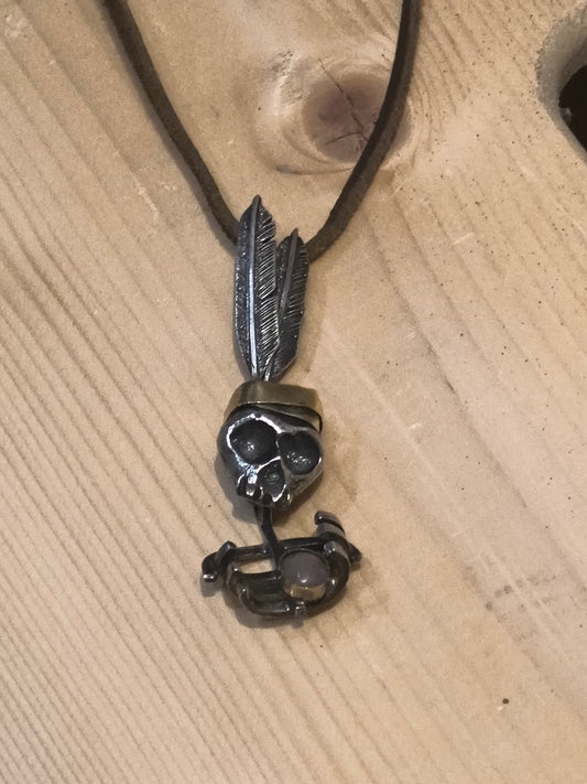 Silver Skeleton with 14K Gold Headband and Opal by Bad Bronc